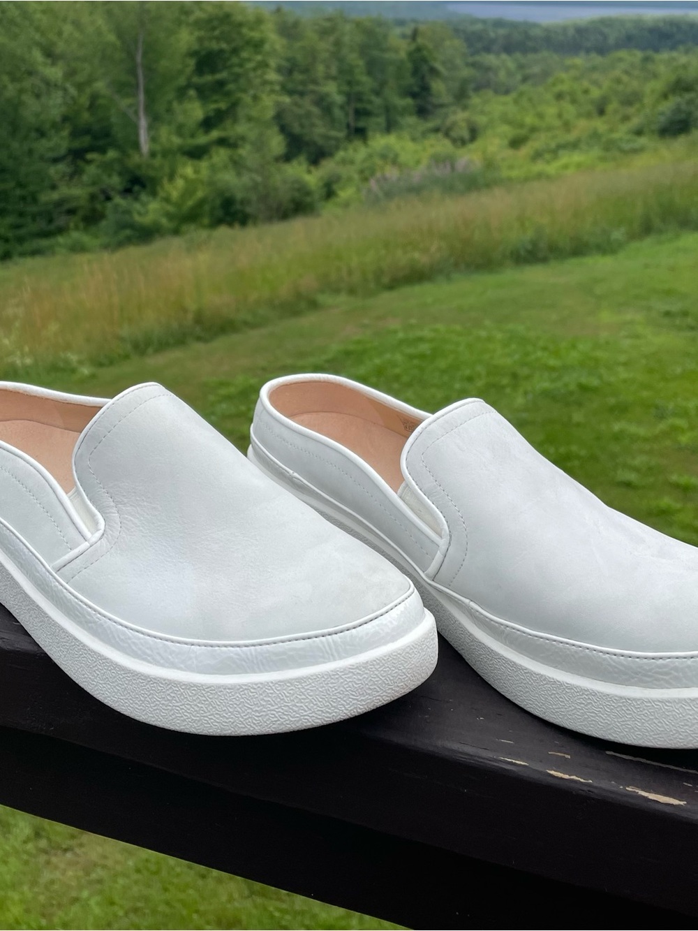 Vionic Effortless Nubuck Light Grey Leather Mule Sneakers Size 8.5